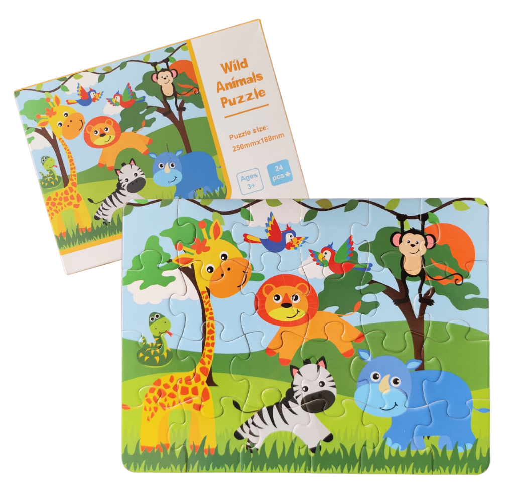 Set De 4 Puzzles De Madera De 24 Piezas Para Niños De 3 A 5 Años – Temas De Animales, Montessori, Juguete Educativo, Tamaño 22,5x15 Cm, Regalo Infantil